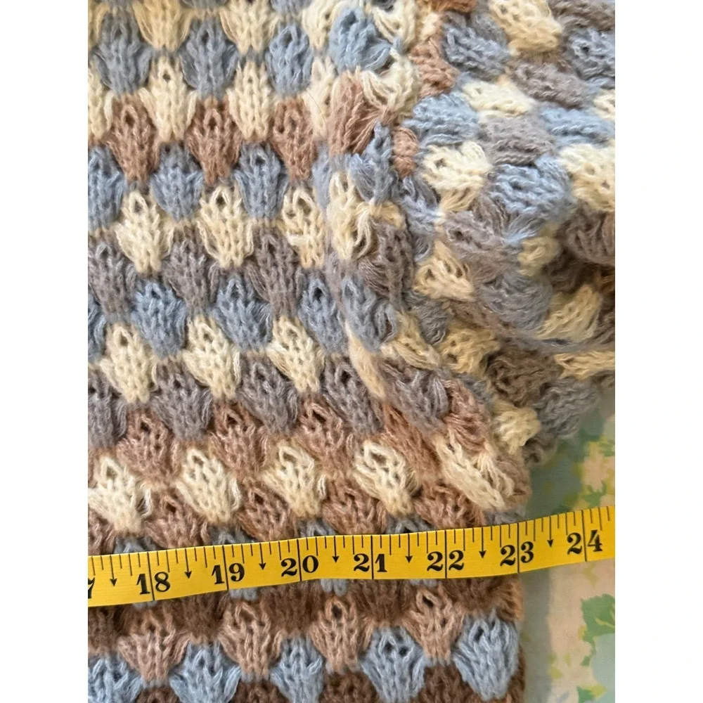 NWOT Blu Pepper | Sweater Small Multi-Color Diamond Crochet Knit Long Sleeve - Picture 7 of 9